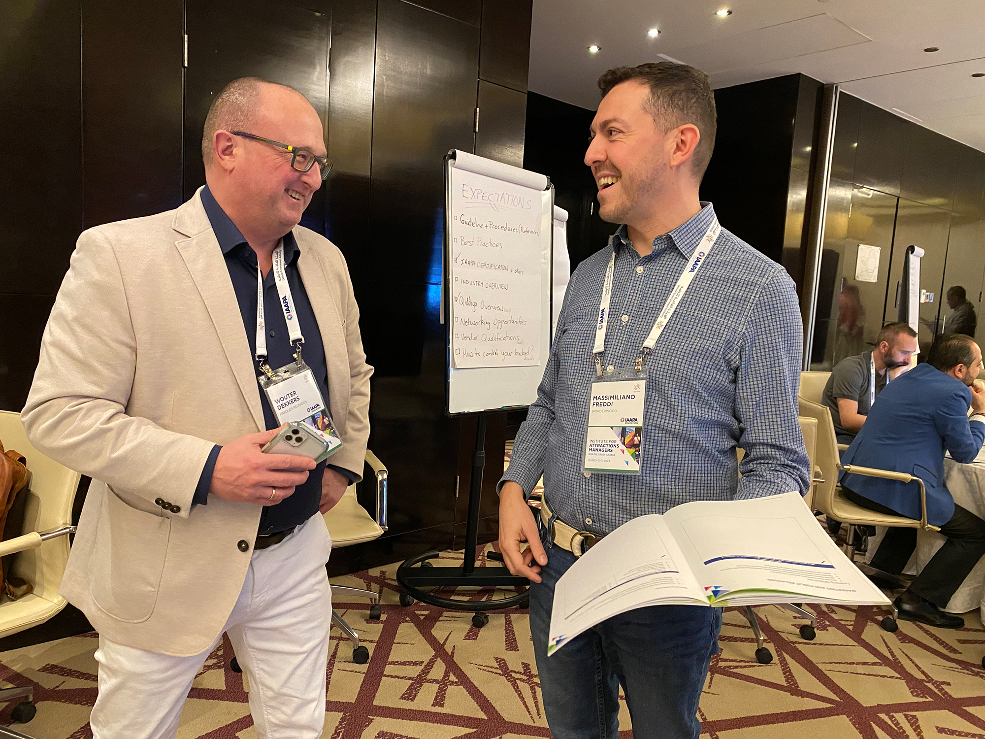 Massi Freddi and Wouter Dekkers talking