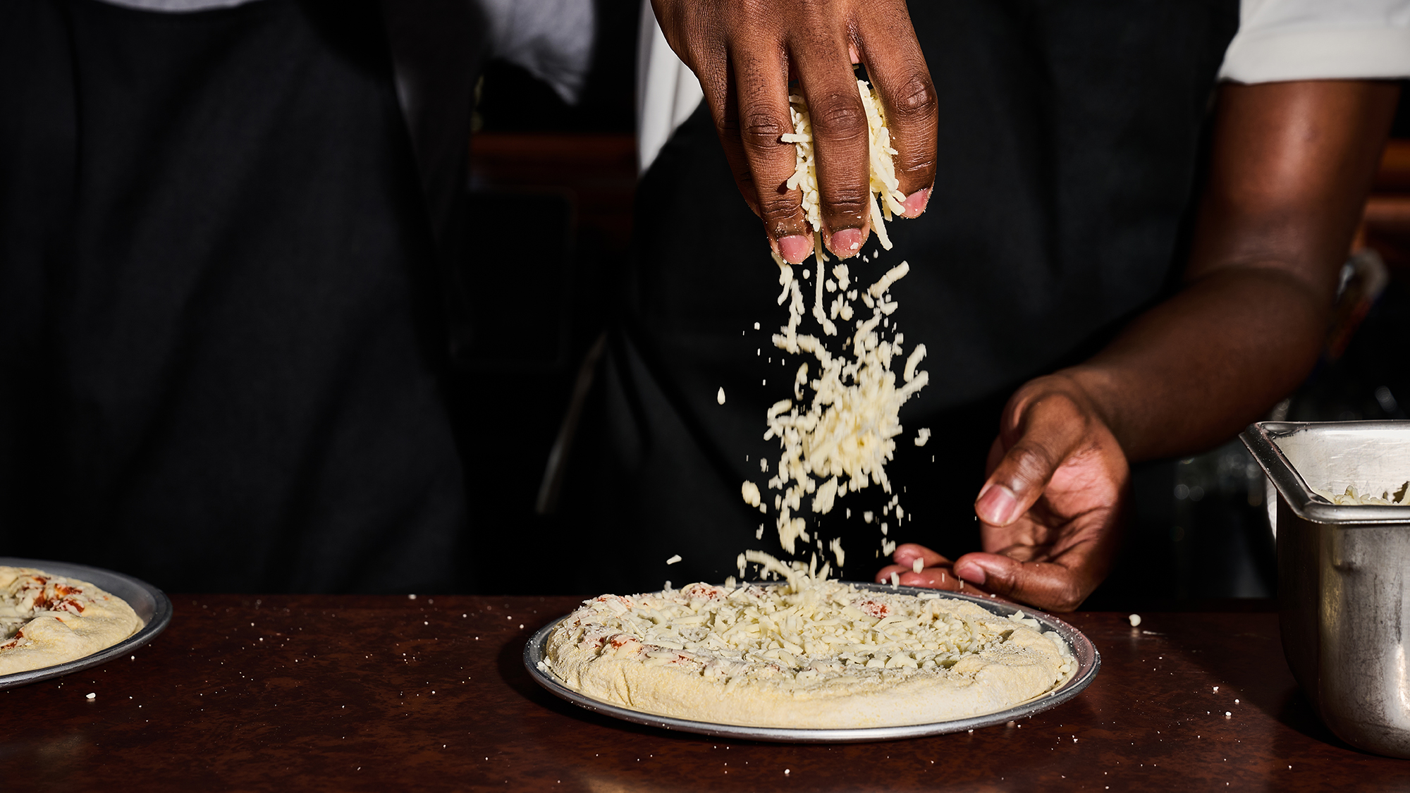 CJ Schwans Villa Prima Personal Cheese Pizza Being Prepared