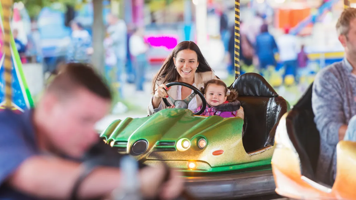 Mother & Daughter in Bumper Cars