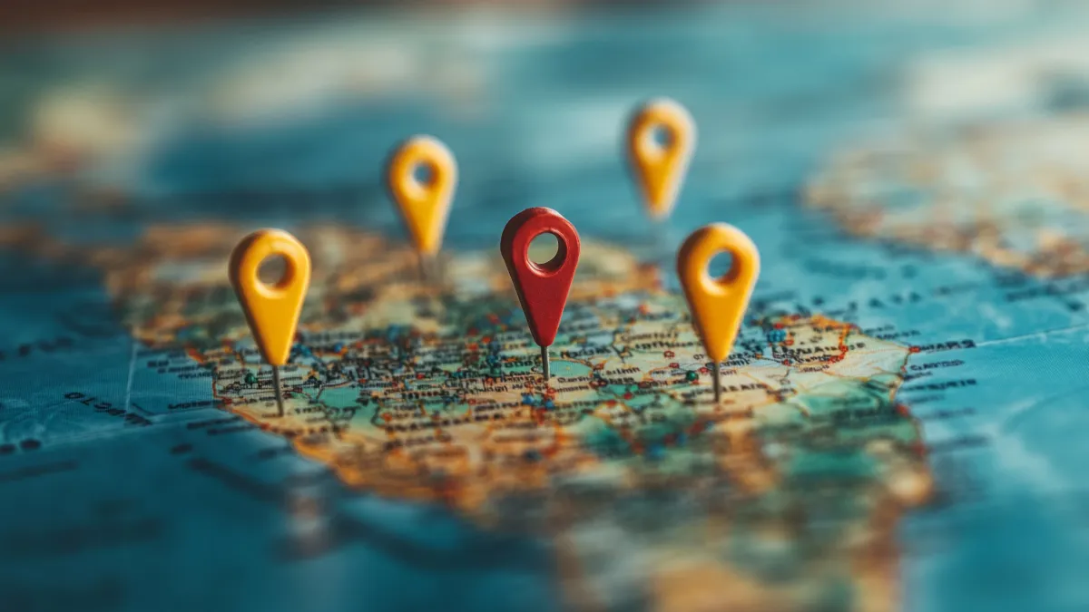 Location pins on map