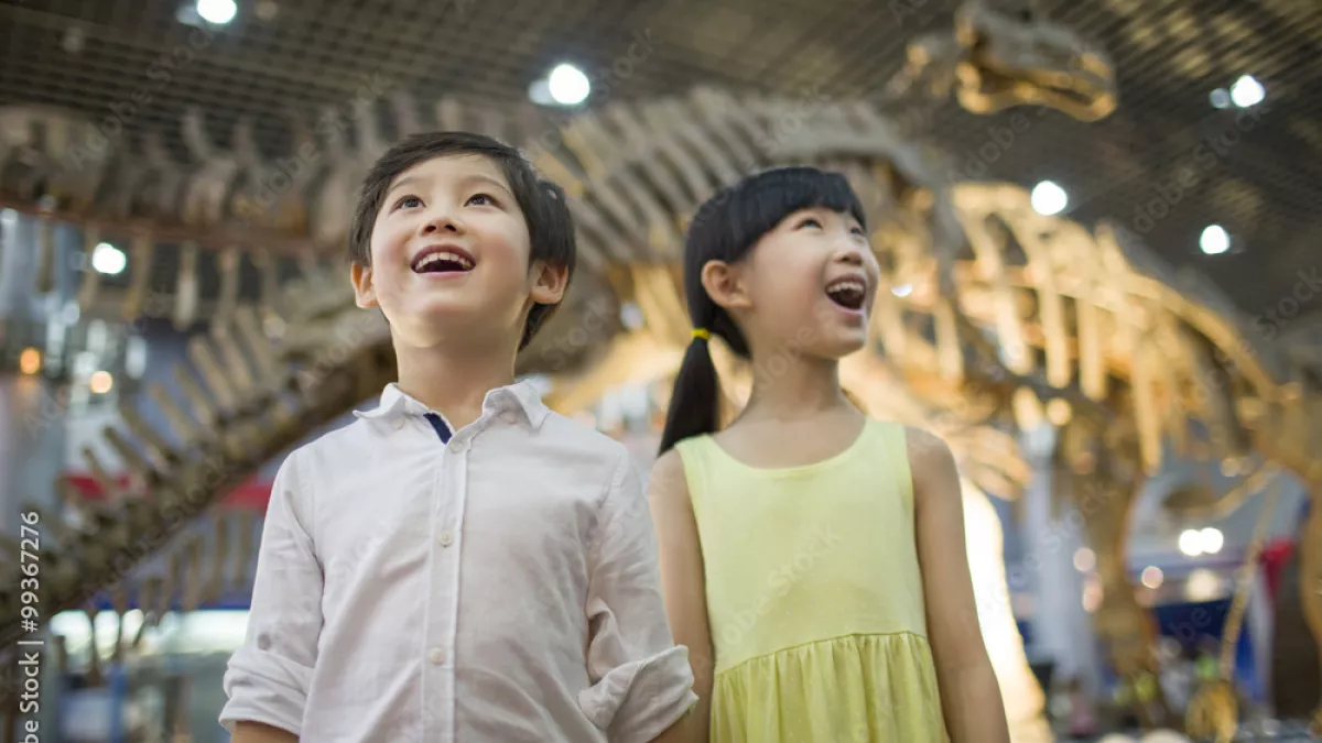 boy and girl enjoying a museum