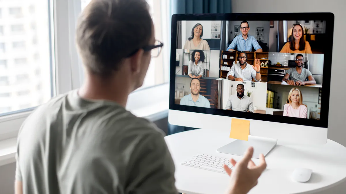 Male on video conference call