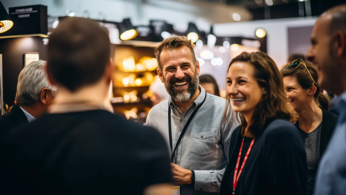 Adult Male & Female networking at bar