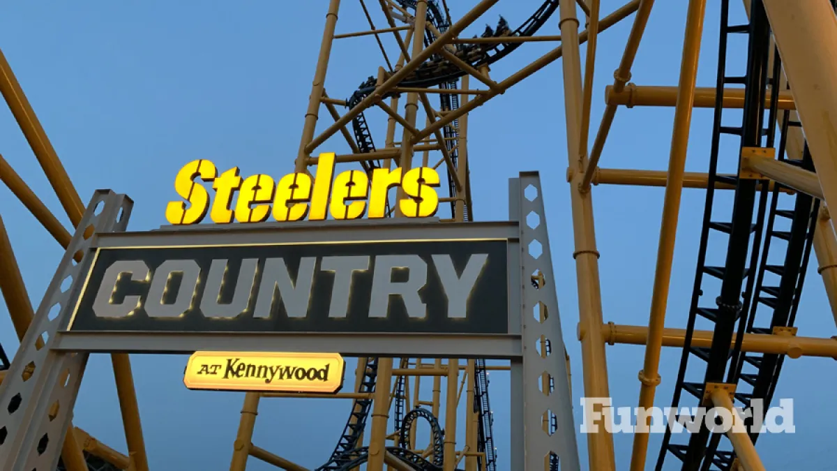 kennywood's steel curtain at night