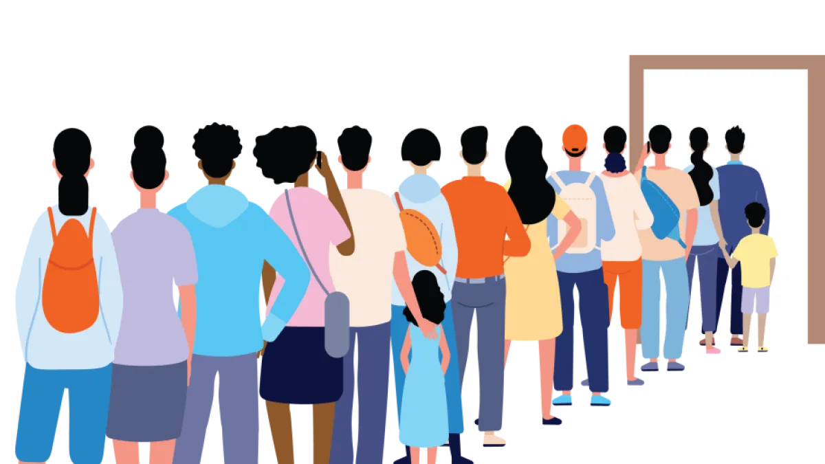 People In Line Safety Info Graphic