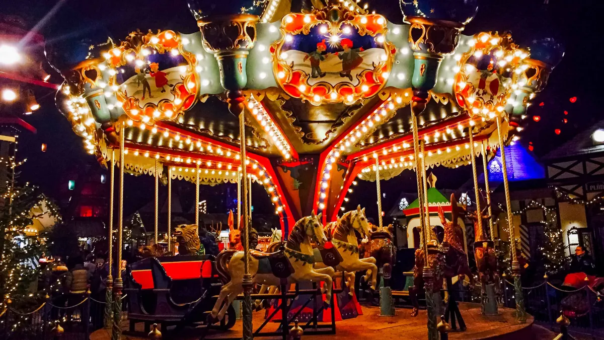 Photo of carousel illuminated at night