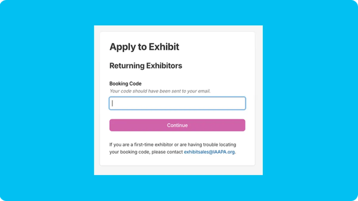 Apply to Exhibitor Screenshot