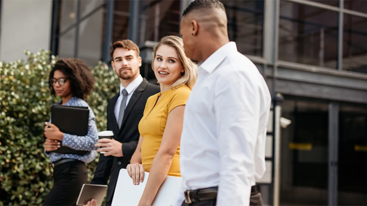 Group of Young Professionals walking