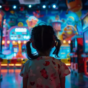 Child looking at arcade games