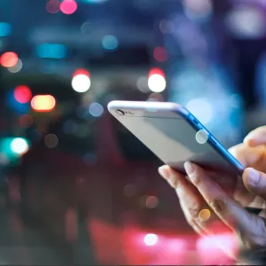 Woman using mobile smart phone