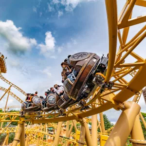 Rollercoaster going around a curve