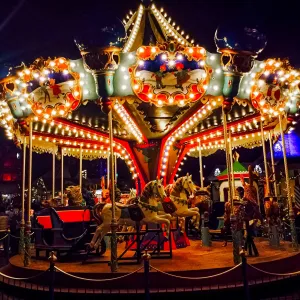 Photo of carousel illuminated at night 