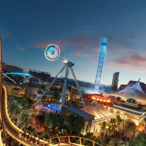 roller coaster park at night