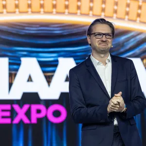 Jakob Wahl at IAAPA Expo Opening Ceremony stage