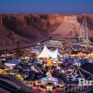 six flags quiddya city aerial view