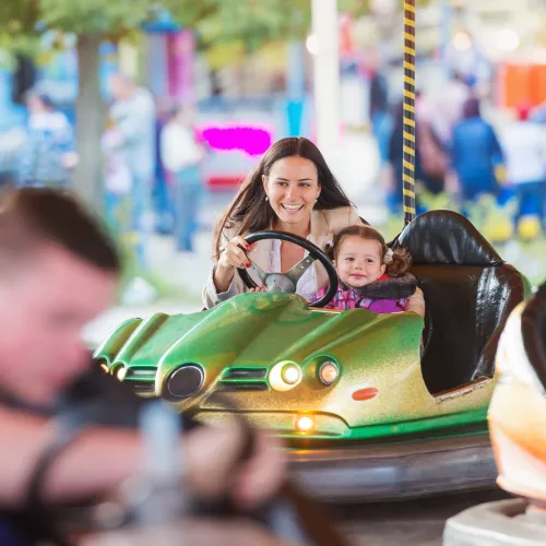 Mother & Daughter in Bumper Cars