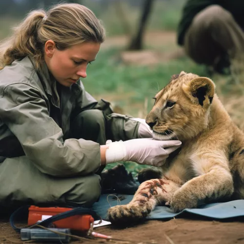 Wildlife biologist rehabilitates injured cub