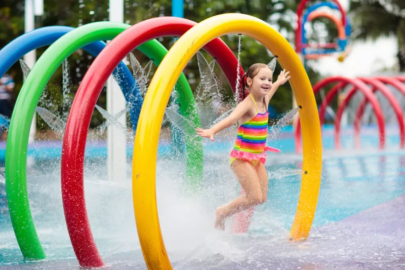 kids playing at aqua park