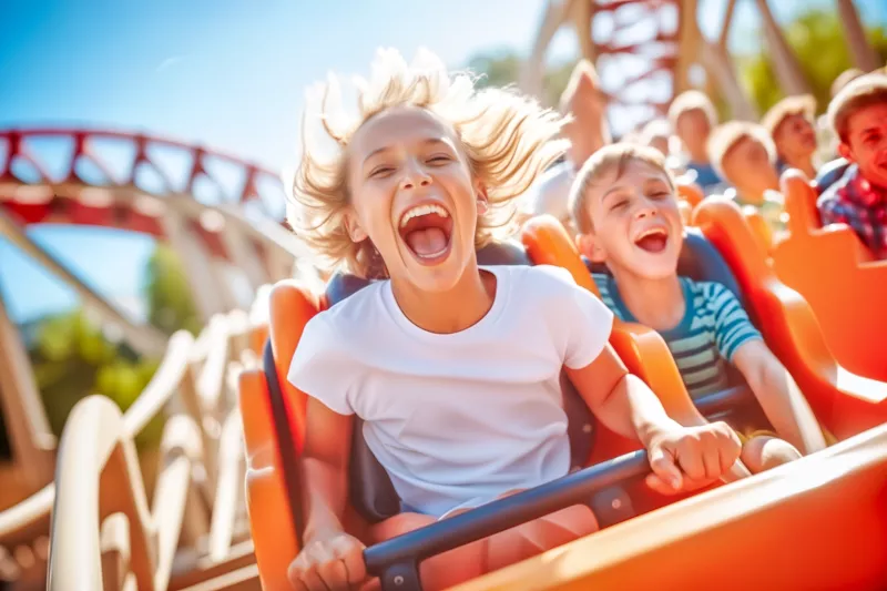Kid Screaming with joy on rollercoaster