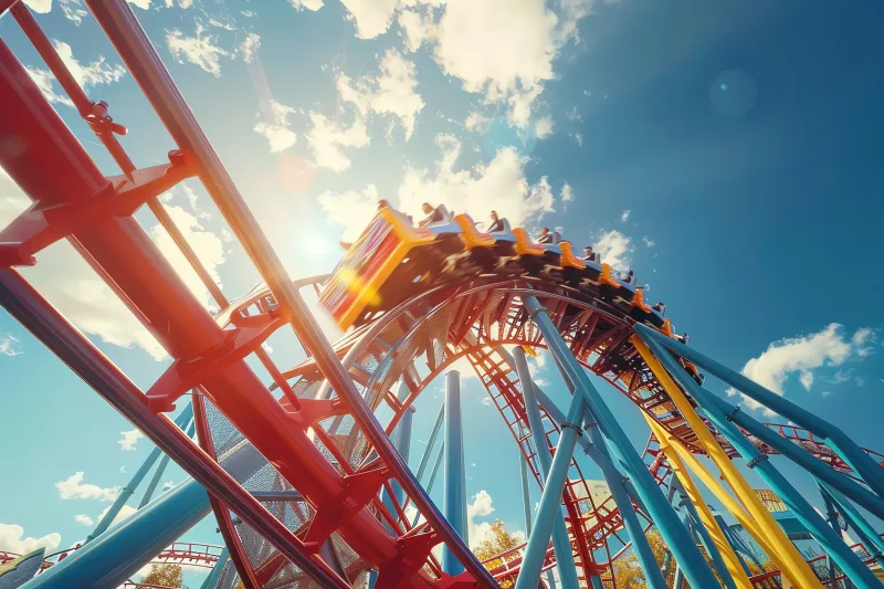 Roller Coaster in Amusement Park