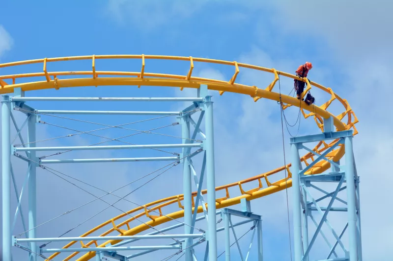 Engineer checks roller coaster