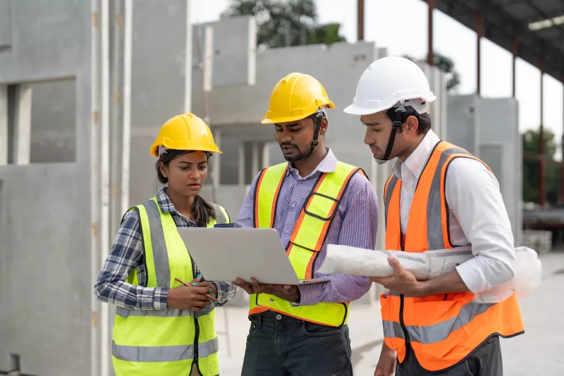 Team of construction engineers