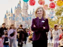 Jill Estorino in front of the castle at Shanghai Disneyland