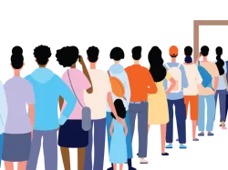 People In Line Safety Info Graphic