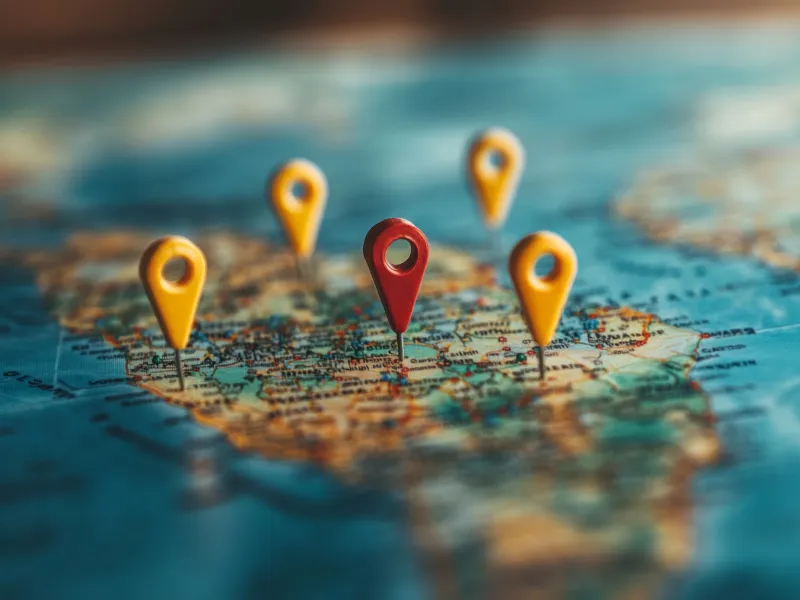 Location pins on map