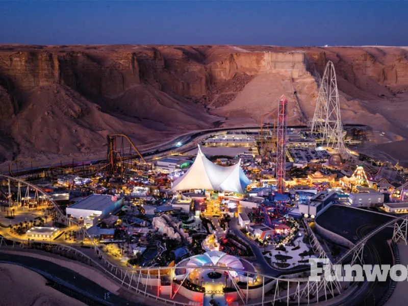 six flags quiddya city aerial view