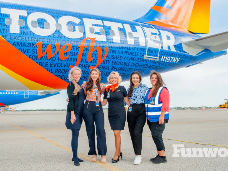Allegiant employees serve passengers with a smile