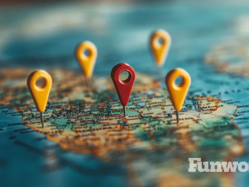 Map with pin point locations on the map.