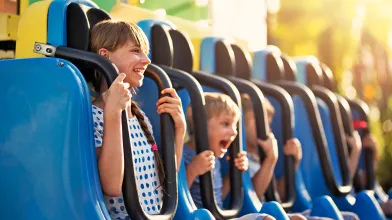 Two Children on Amusement Ride