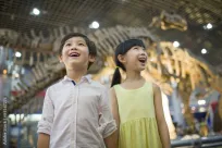boy and girl enjoying a museum