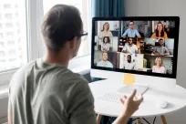 Male on video conference call