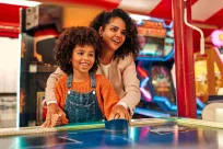 mom and kid at the fair