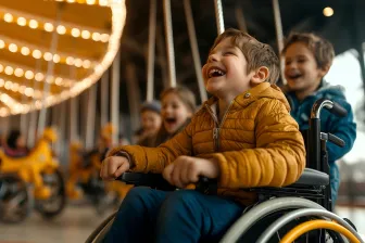Boy in wheelchair on carousel