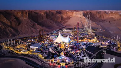 six flags quiddya city aerial view