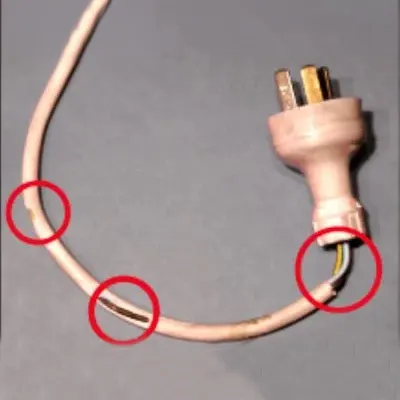 Frayed electrical cord